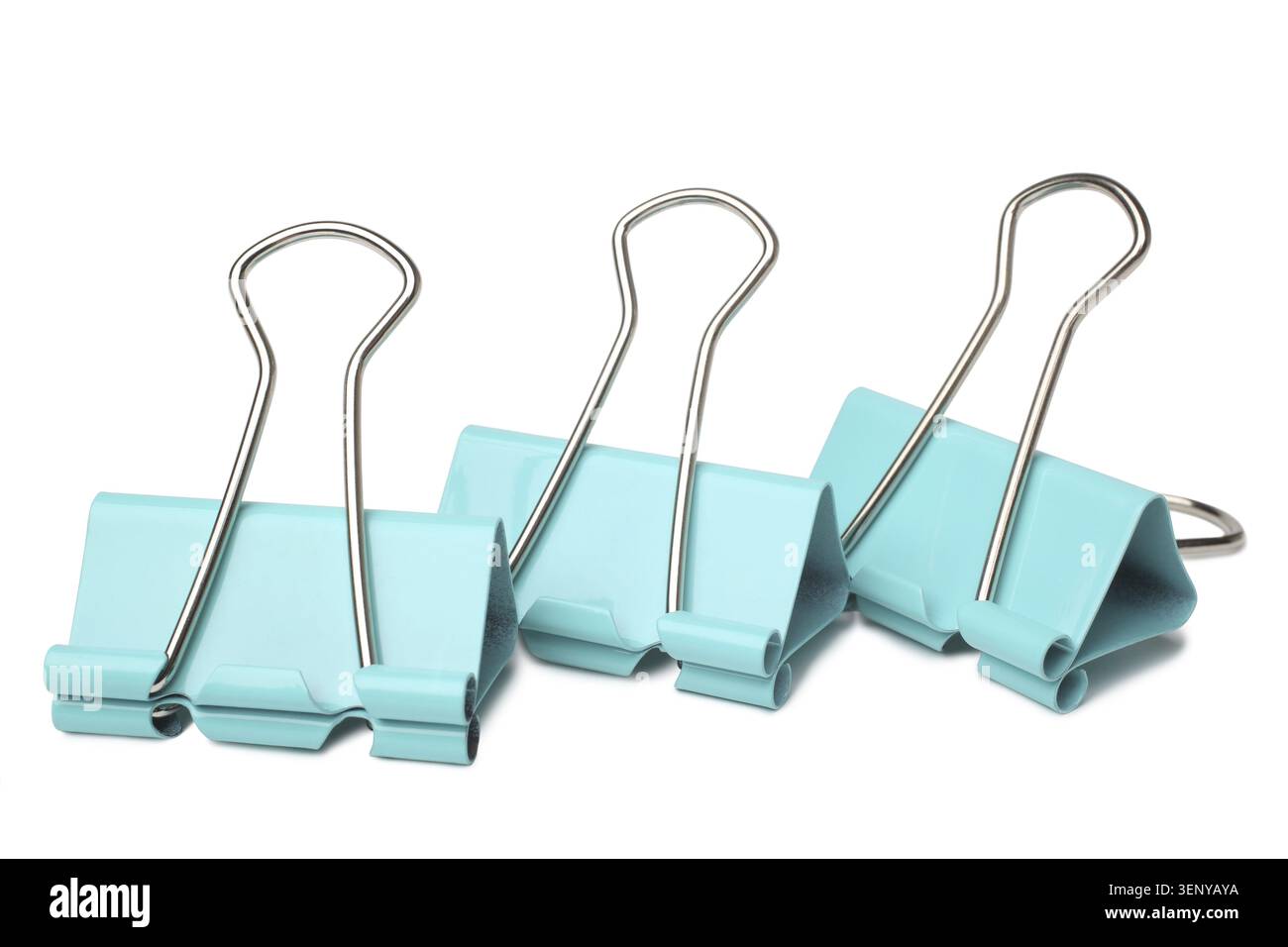 Paper clips on white background Stock Photo