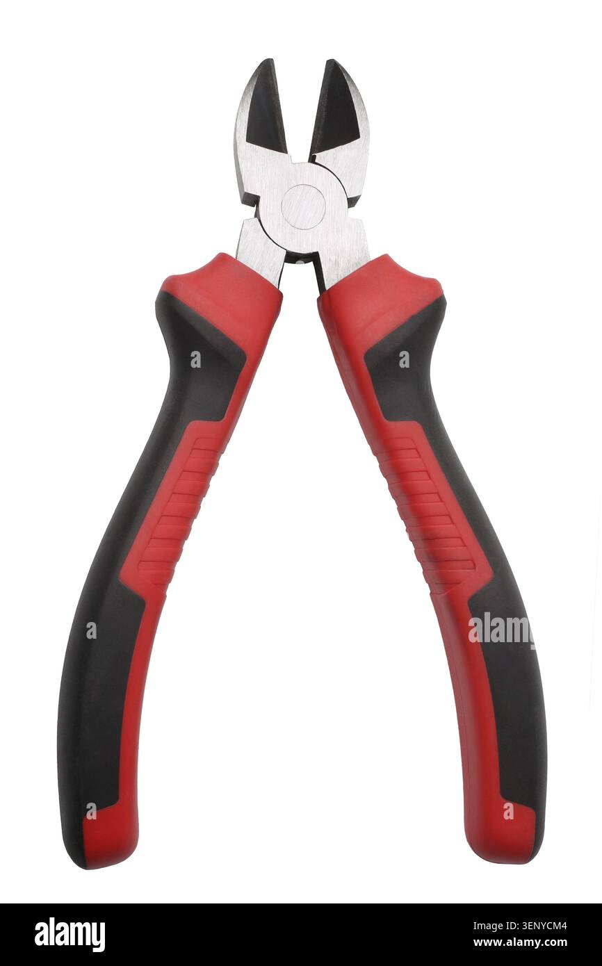 Diagonal cutting pliers isolated on white background Stock Photo