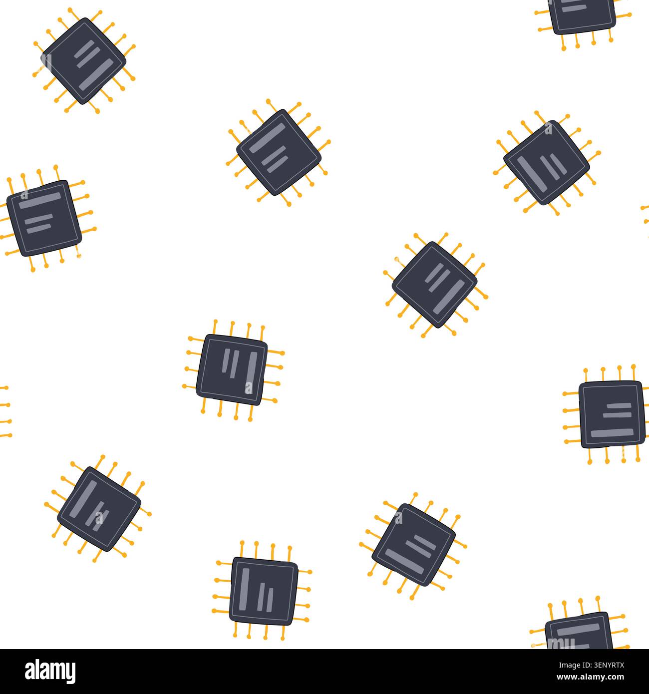 pattern memory microchip cartoon. transistor nanotechnology, electronics innovation, digital power memory microchip sign. seamless symbol vector illus Stock Vector