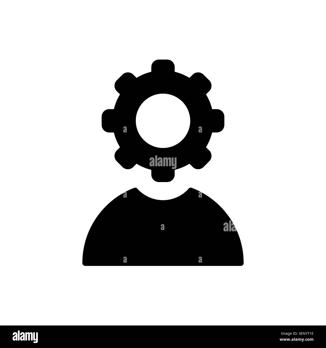 Gear head mind thinking features black vector icon. It visualizes human brain mechanics eps 10. Stock Vector
