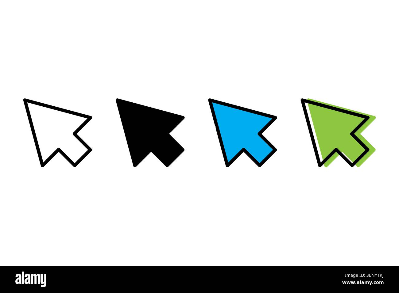 Arrow cursor pointer navigation features colorful vector icon set. It represents web interface click eps 10. Stock Vector