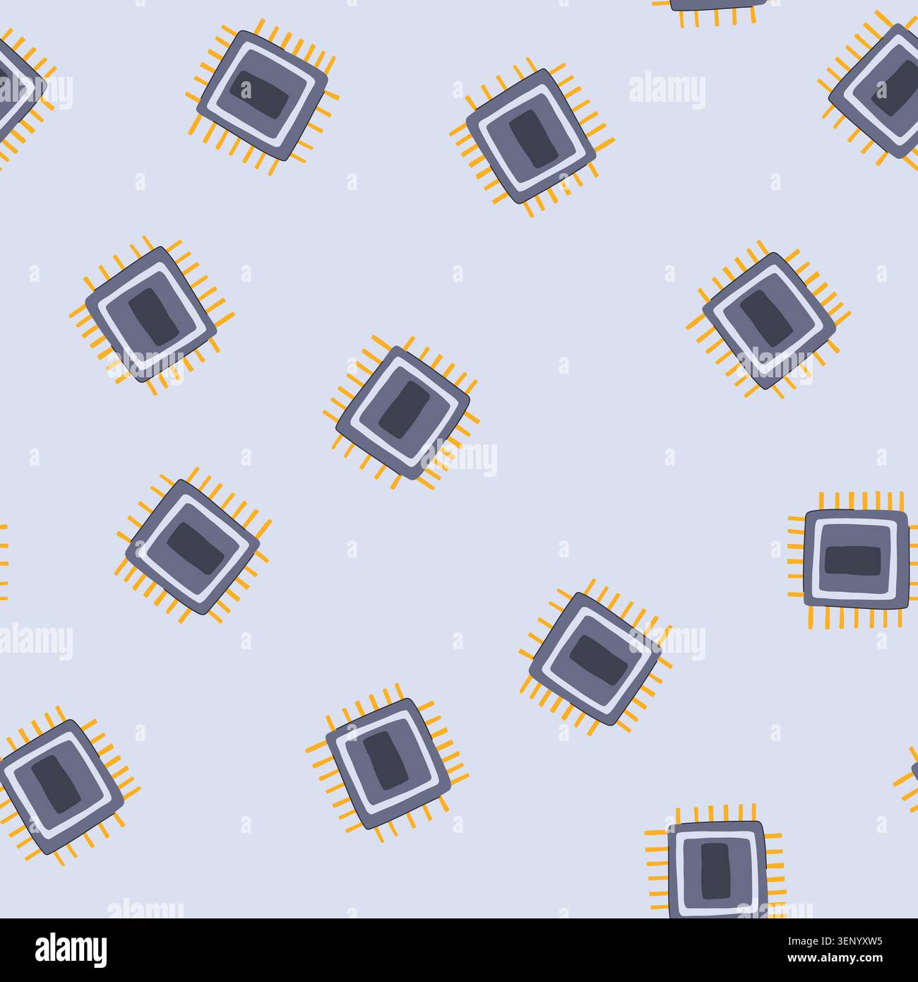 pattern nanotechnology microchip cartoon. electronics innovation, digital power, microprocessor nanochip nanotechnology microchip sign. seamless vecto Stock Vector