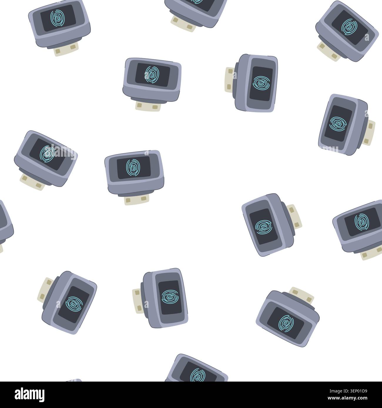 pattern authentication fingerprint scanner cartoon. touch identification, technology sensor, recognition device authentication fingerprint scanner sig Stock Vector