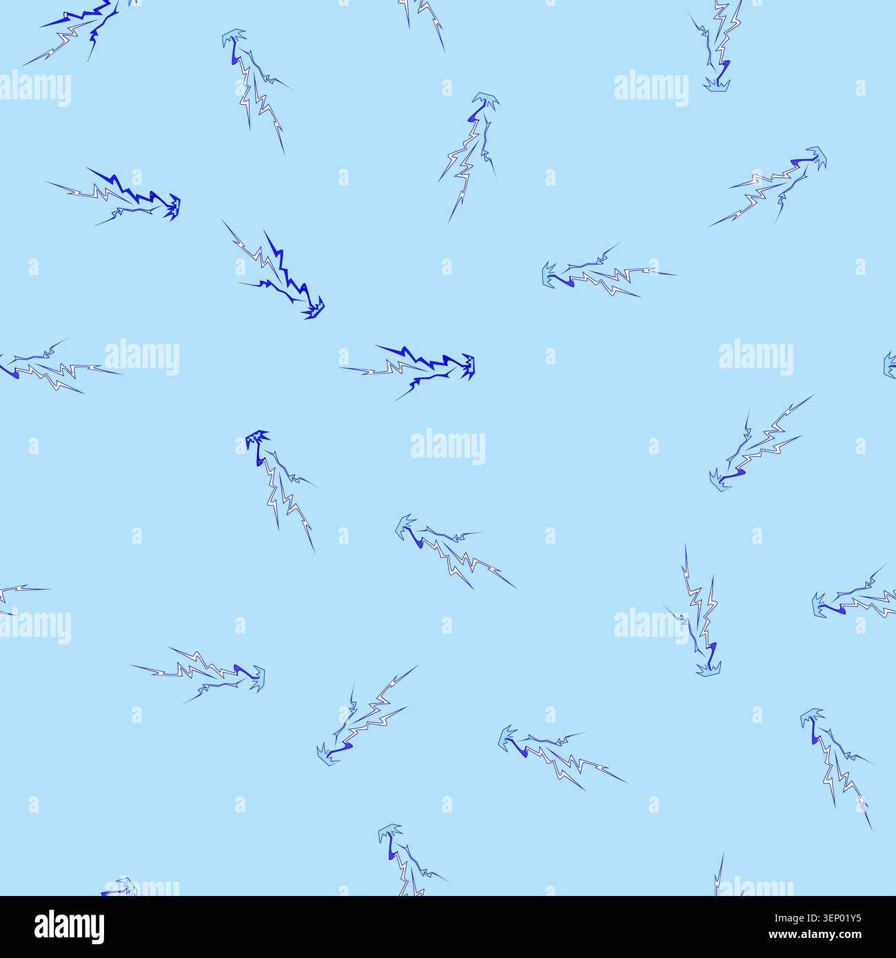 seamless pattern Dynamic blue electric lightning bolts striking a surface, generating a powerful energy impact or explosion effect, perfect for concep Stock Vector