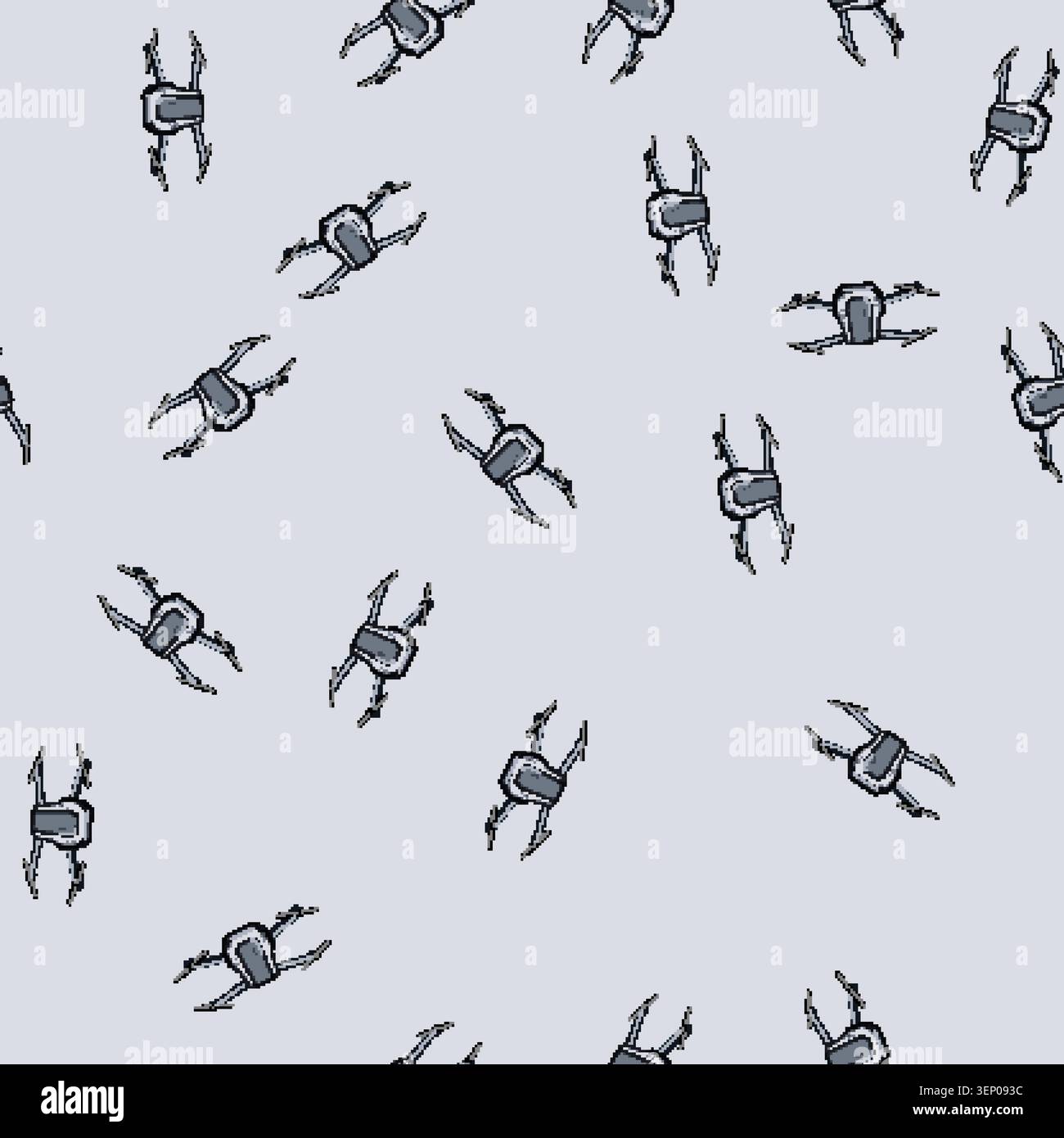 seamless pattern camera quadcopter cartoon. robot delivery, technology mavic, learning sky camera quadcopter sign vector Stock Vector