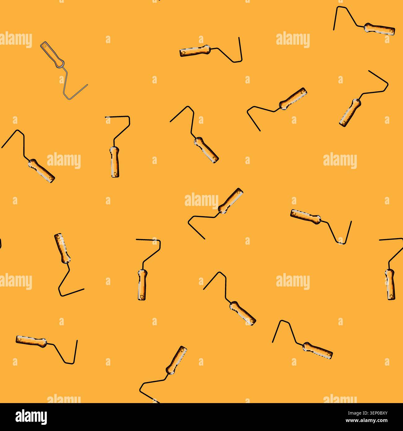 seamless pattern Ergonomic orange handled paint roller frame for home renovation and diy painting projects, ideal for interior walls, apartment decora Stock Vector