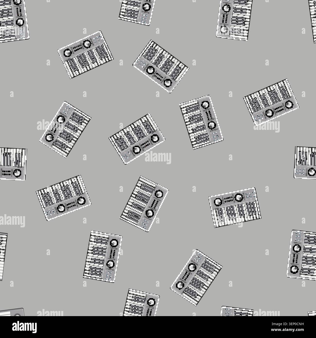 seamless pattern button synthesizer audio cartoon. button synthesizer audio sign vector Stock Vector