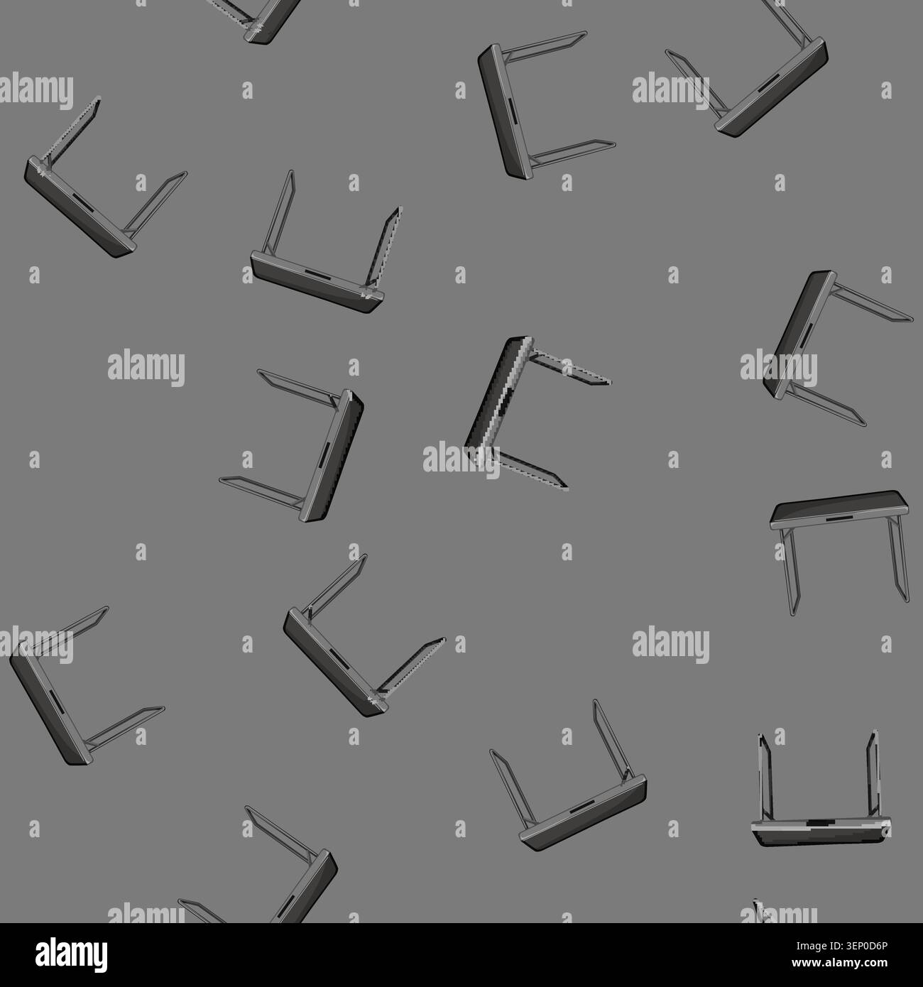 seamless pattern metal folding table cartoon. metal folding table sign vector Stock Vector