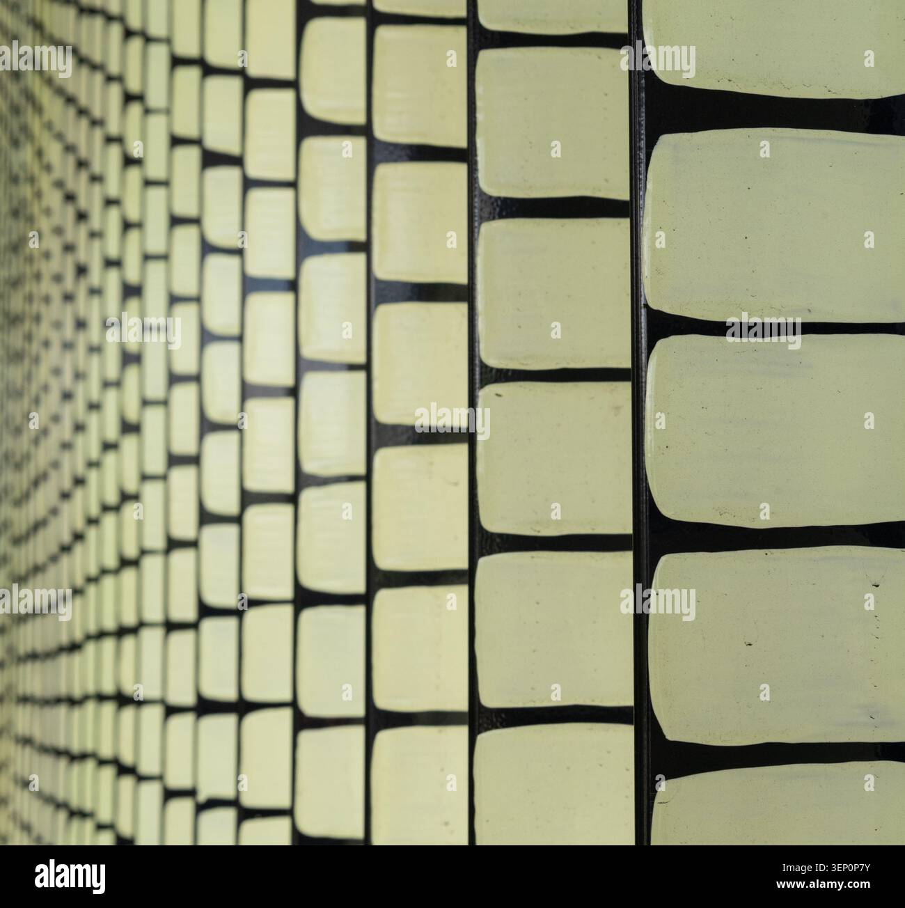 Abstract Geometric Wall Pattern With Repeating Rectangular Shapes And Shallow Depth Of Field Stock Photo