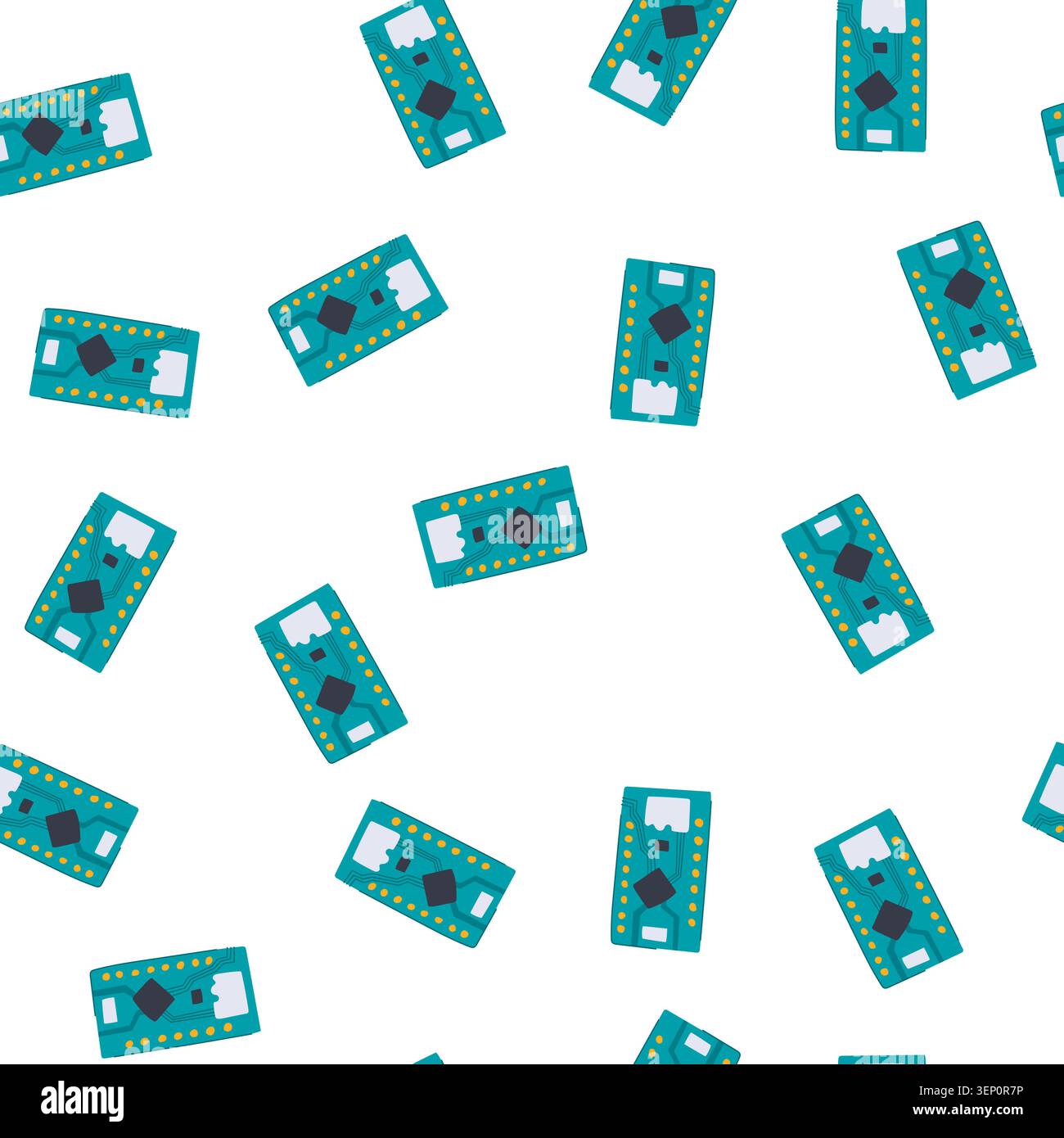 pattern microchip microcontroller cartoon. arduino abstract, pcb motherboard, science board microchip microcontroller sign. seamless symbol vector ill Stock Vector
