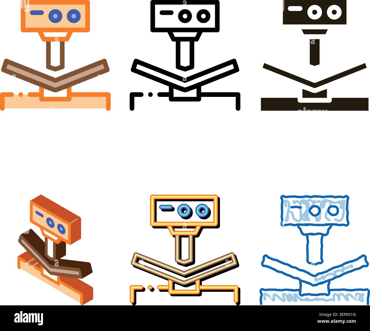 multistyle Breaking Tool Factory Metallurgical Icon Vector Thin Line. Contour Stock Vector