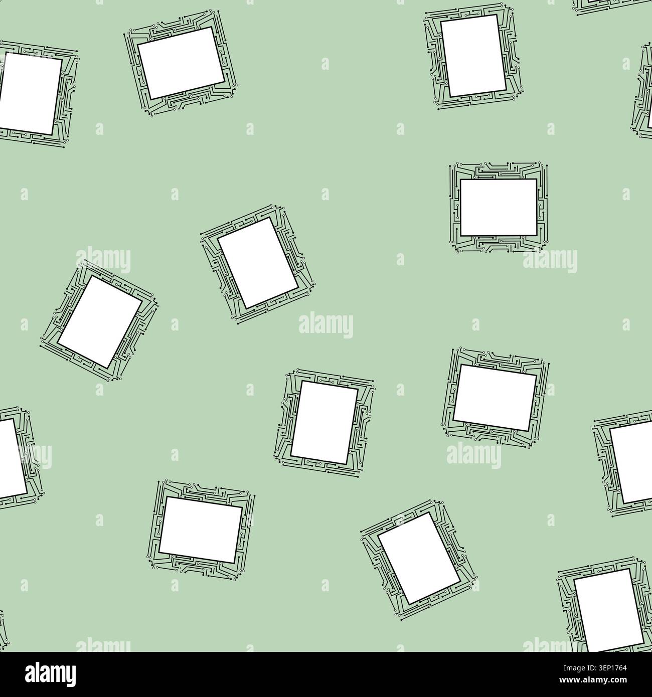 seamless pattern lithography microchip frame cartoon. wafer substrate, photolithography etching, doping packaging lithography microchip frame sign vec Stock Vector