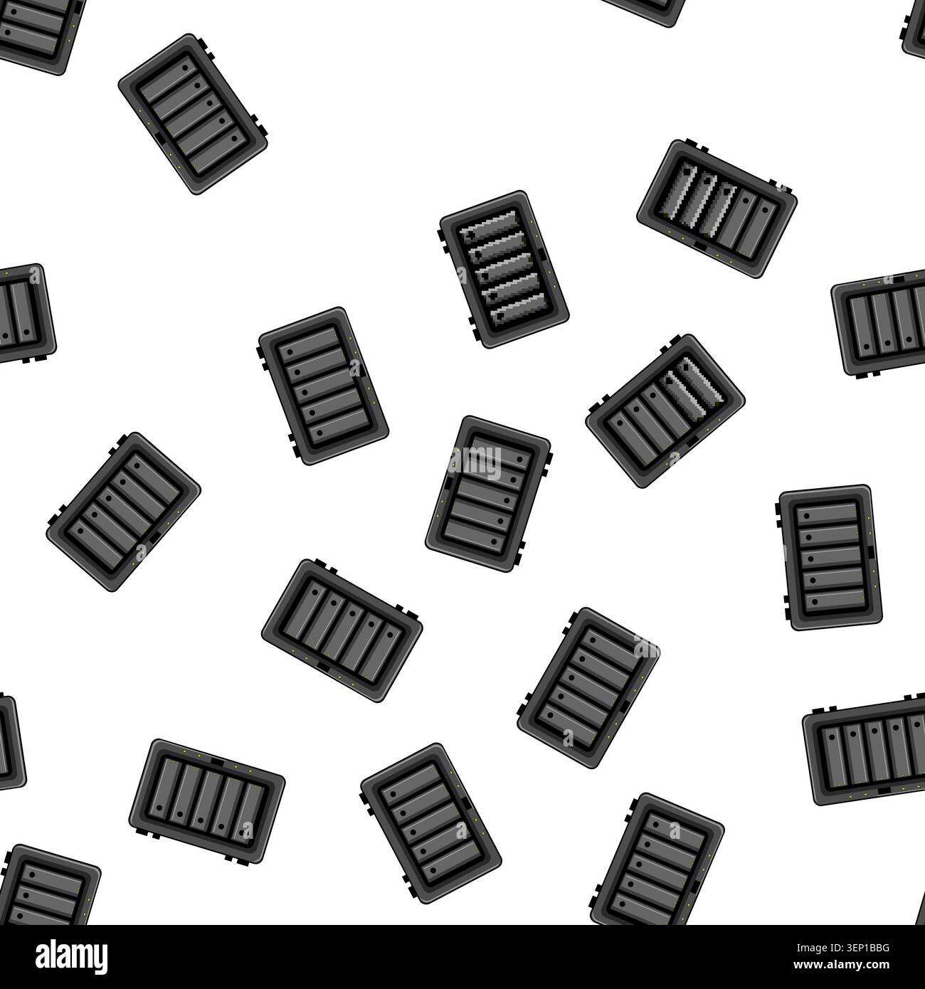 pattern Network attached storage server computing device housing five hard drive bays, providing centralized data backup, file serving, and media stre Stock Vector
