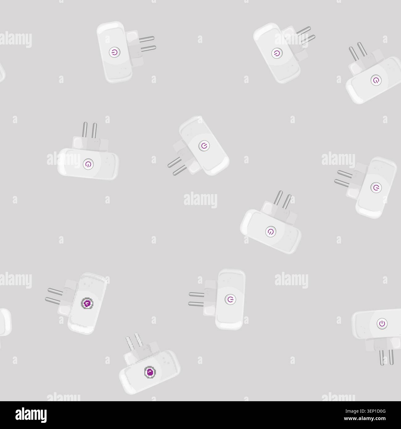seamless pattern control smar plug cartoon. control smar plug sign vector Stock Vector