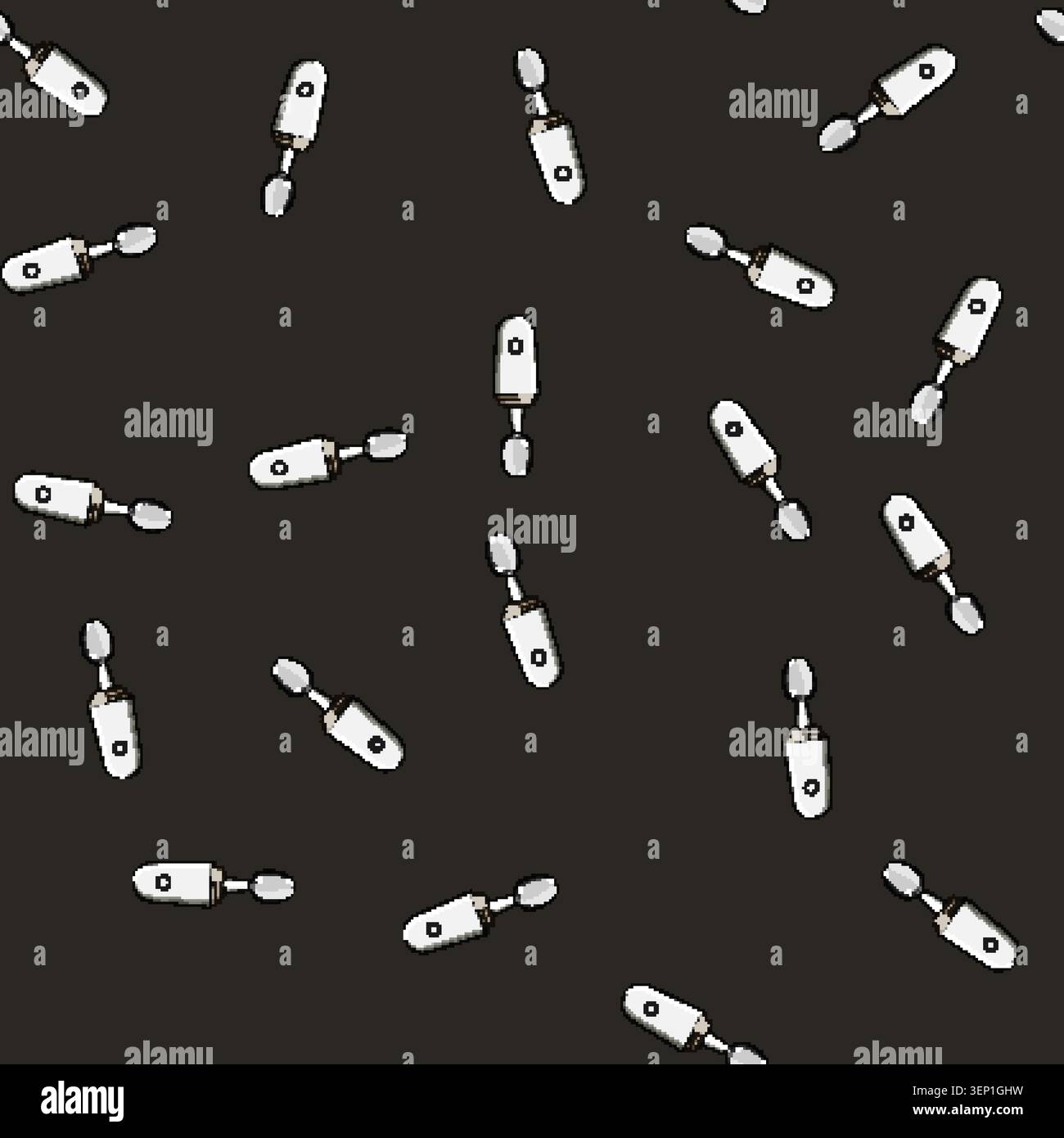 seamless pattern device smart spoon cartoon. ergonomic adaptive, electronic sensor, intelligent culinary device smart spoon sign vector Stock Vector