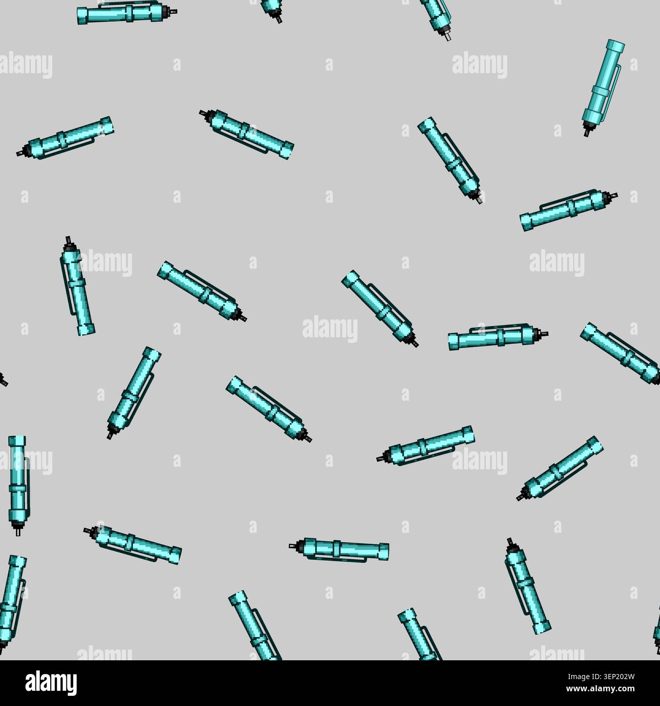 seamless pattern Hydraulic cylinder, an essential mechanical component, generating linear force and movement, integral for engineering, construction, Stock Vector