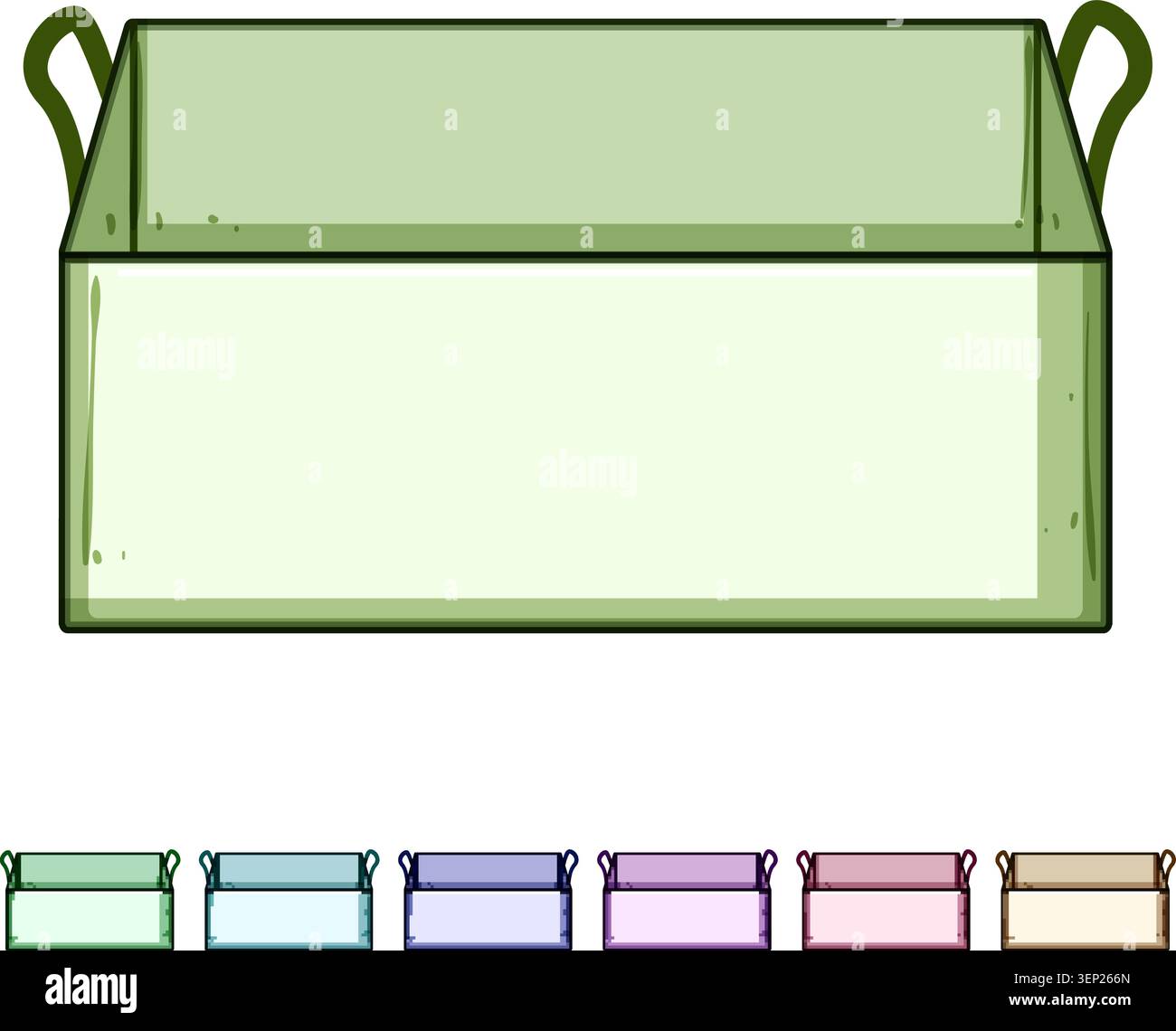 Empty rectangular container providing organized storage solutions for various items, featuring a simple design with handles for easy portability and d Stock Vector