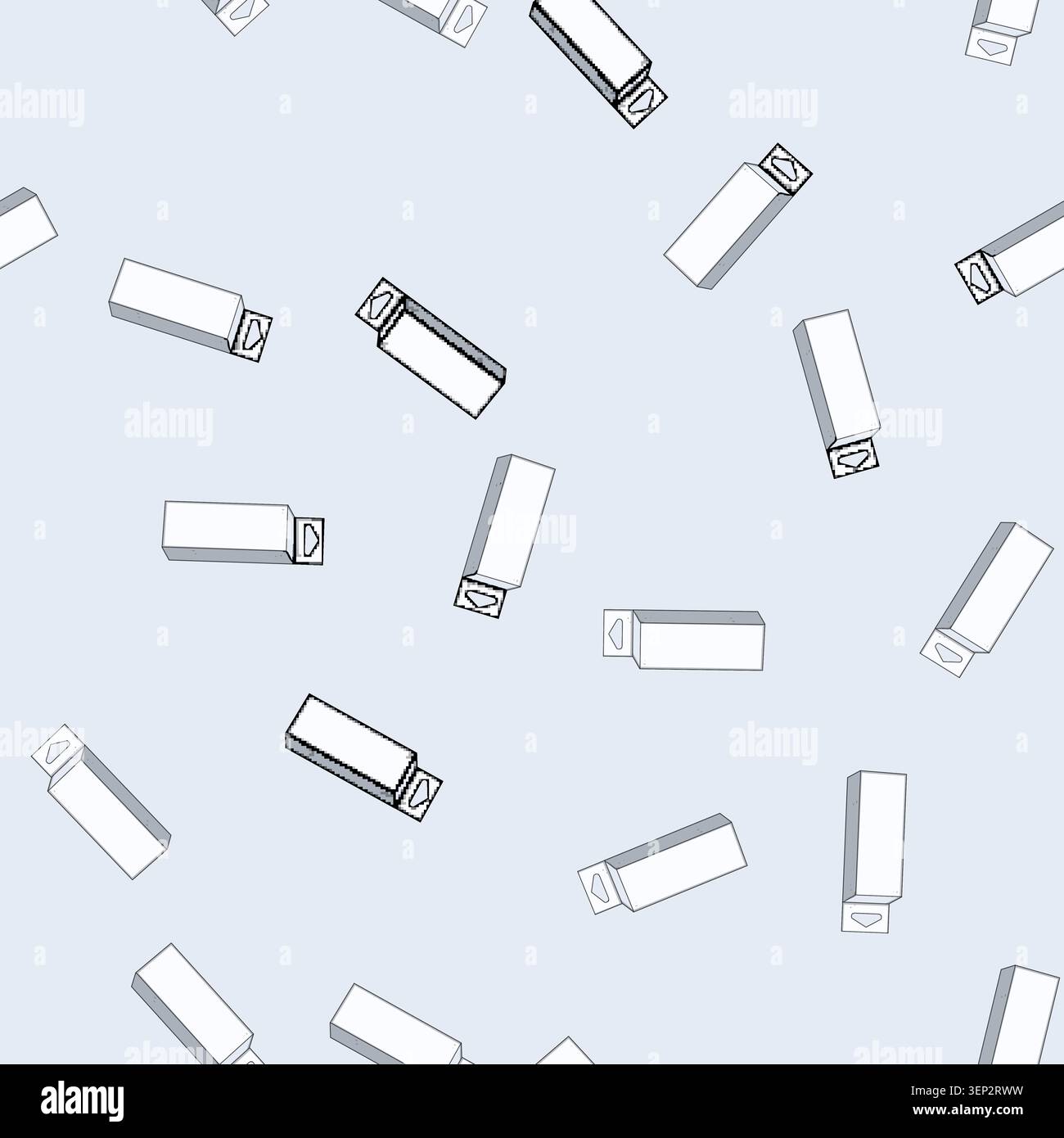 seamless pattern White rectangular retail product packaging features a customizable blank space on the front, including a convenient hang tab for disp Stock Vector