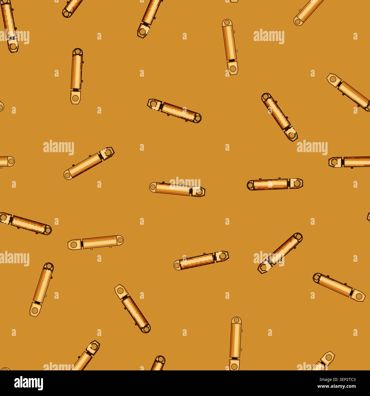seamless pattern Hydraulic cylinder, a vital mechanical component, moving and lifting heavy loads in construction, manufacturing, and various industri Stock Vector
