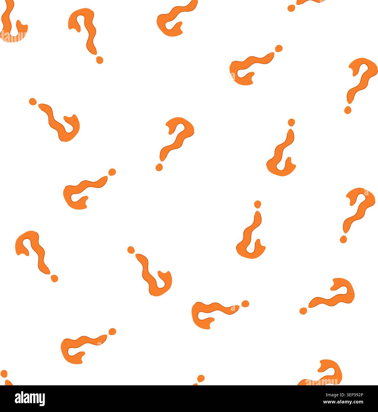 pattern orange, hand drawn question mark symbol representing concepts of doubt, inquiry, questioning, problem, solution, curiosity, asking, decision m Stock Vector