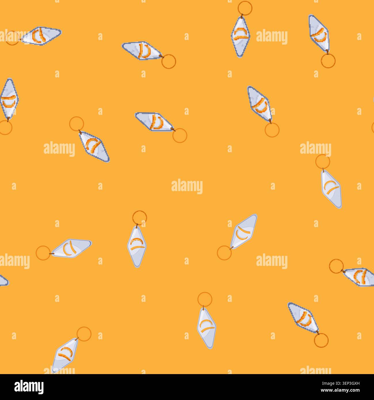 seamless pattern silver keychain key cartoon. silver keychain key sign vector Stock Vector