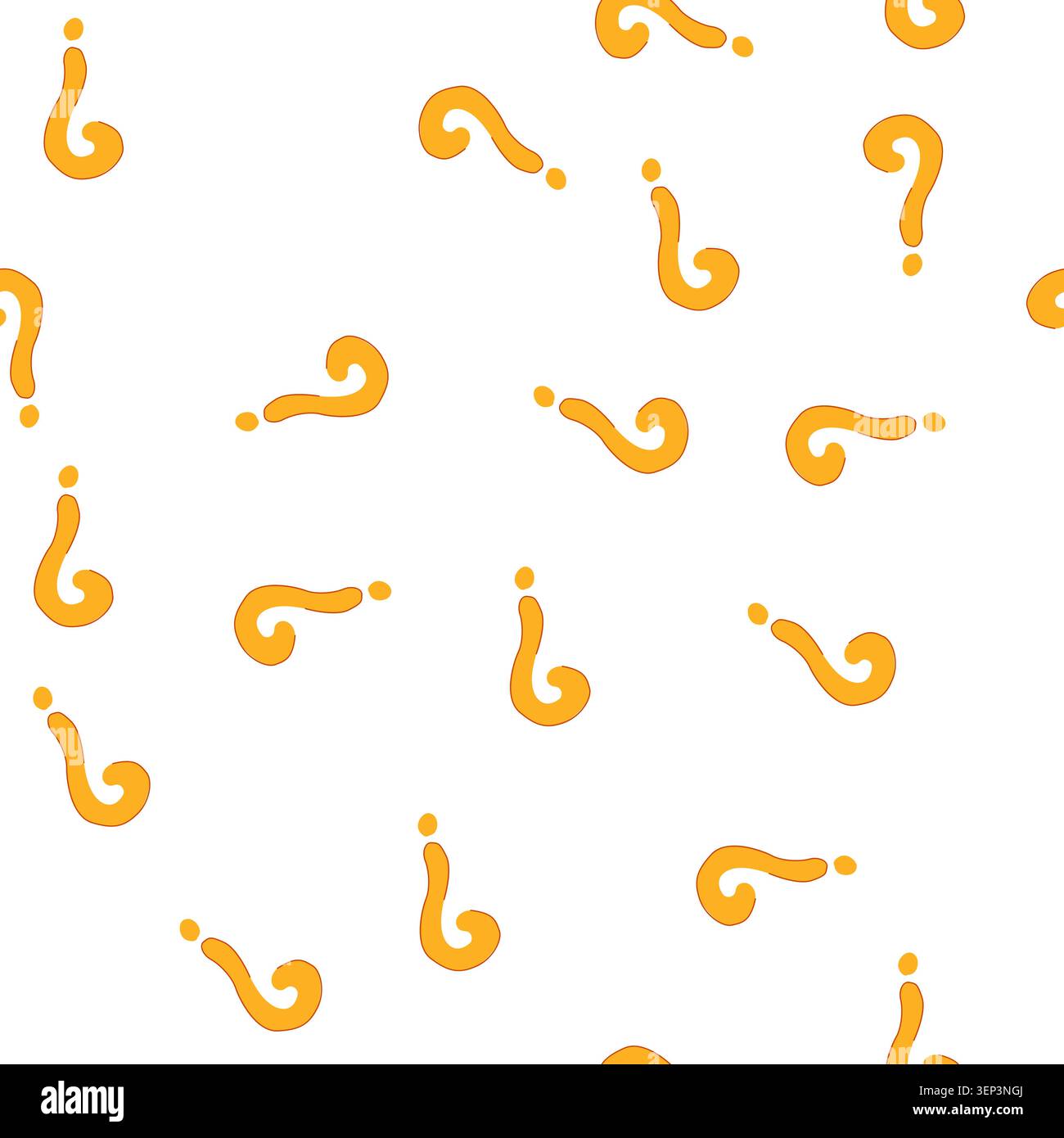 pattern drawn orange question mark symbol on a white background representing a query, confusion, challenge, problem solving, information search, or se Stock Vector