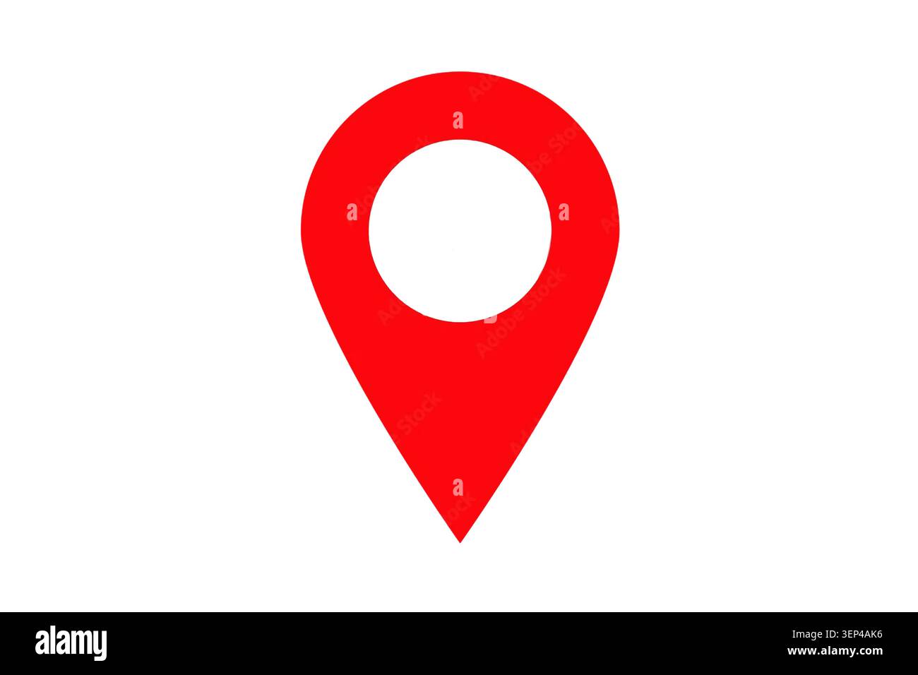 Red location pin point icon on white background, isolated Stock Photo