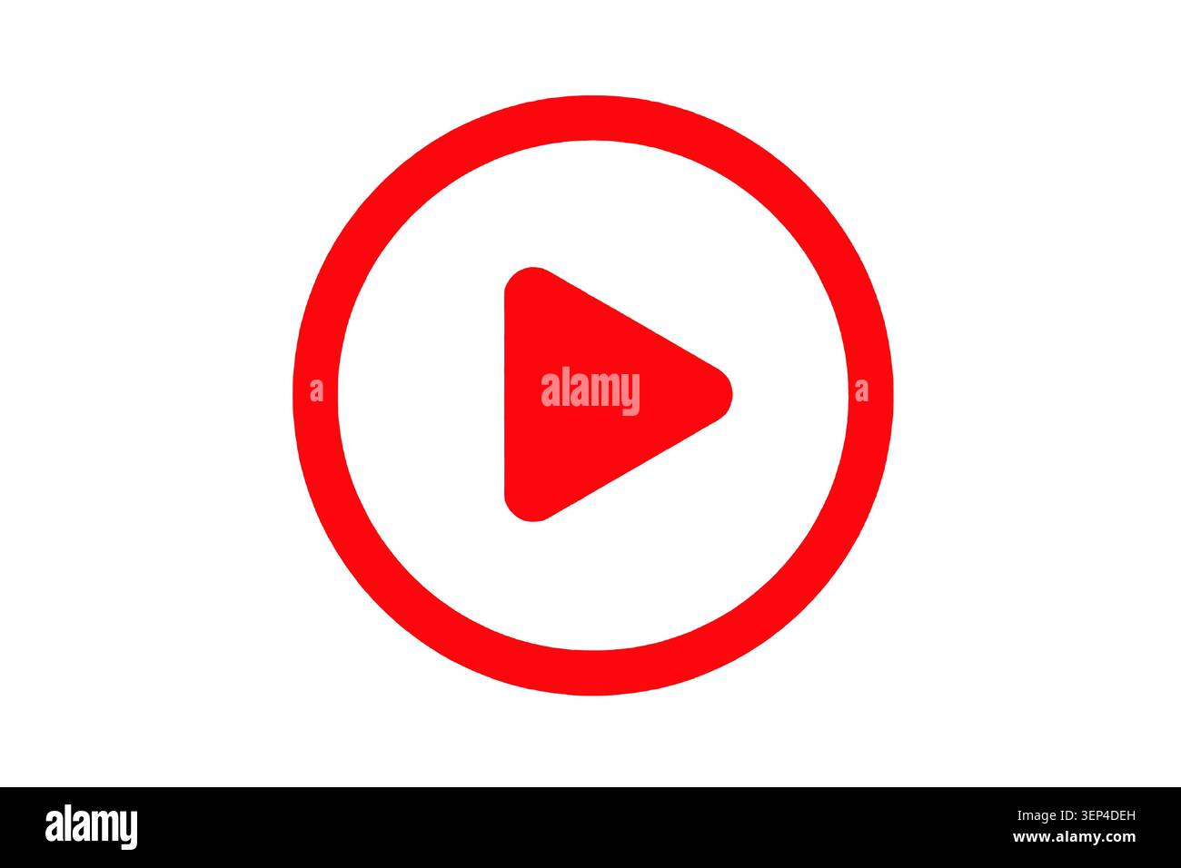 Red Play button icon, on white background,  isolated Stock Photo