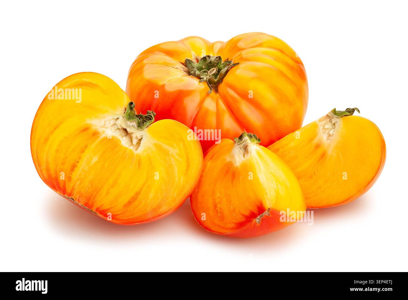 sliced tomato path isolated on white Stock Photo