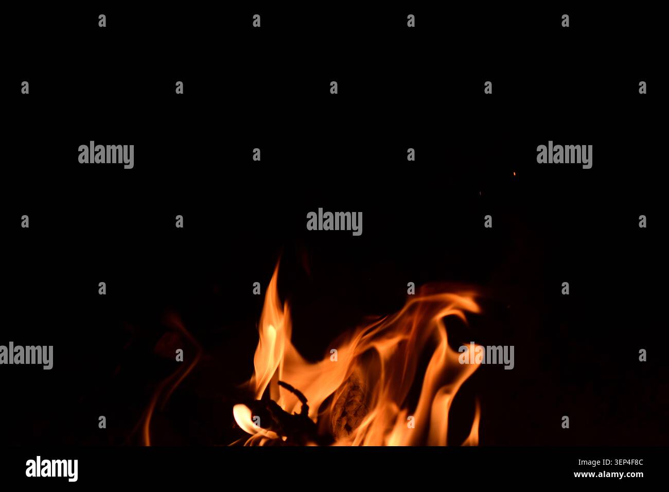 sparks and fire on black background Stock Photo
