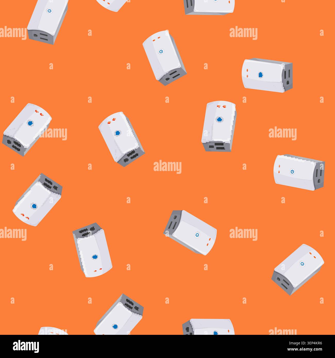 seamless pattern socket smar plug cartoon. socket smar plug sign vector Stock Vector