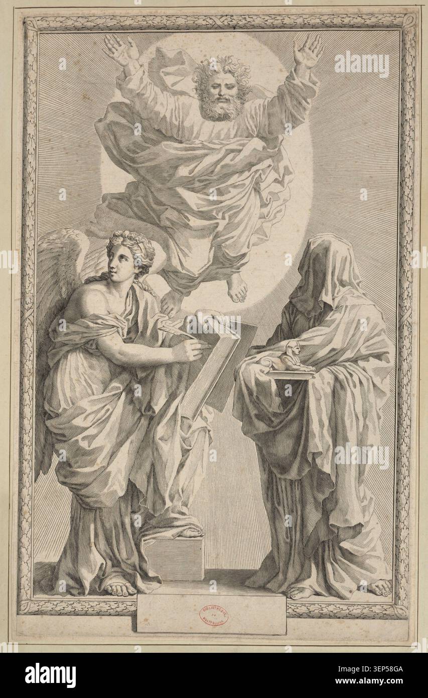 Bible allegorical frontispiece 17th century engraving hi-res stock ...