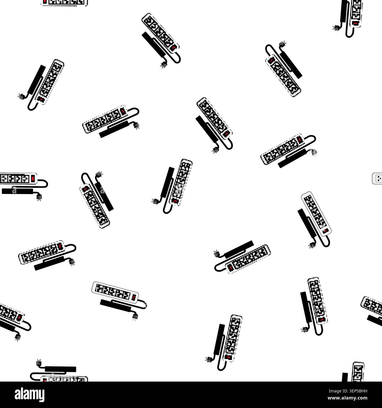 pattern Power strip providing multiple electrical outlets, featuring a master switch for convenient control and distributing electricity to various el Stock Vector