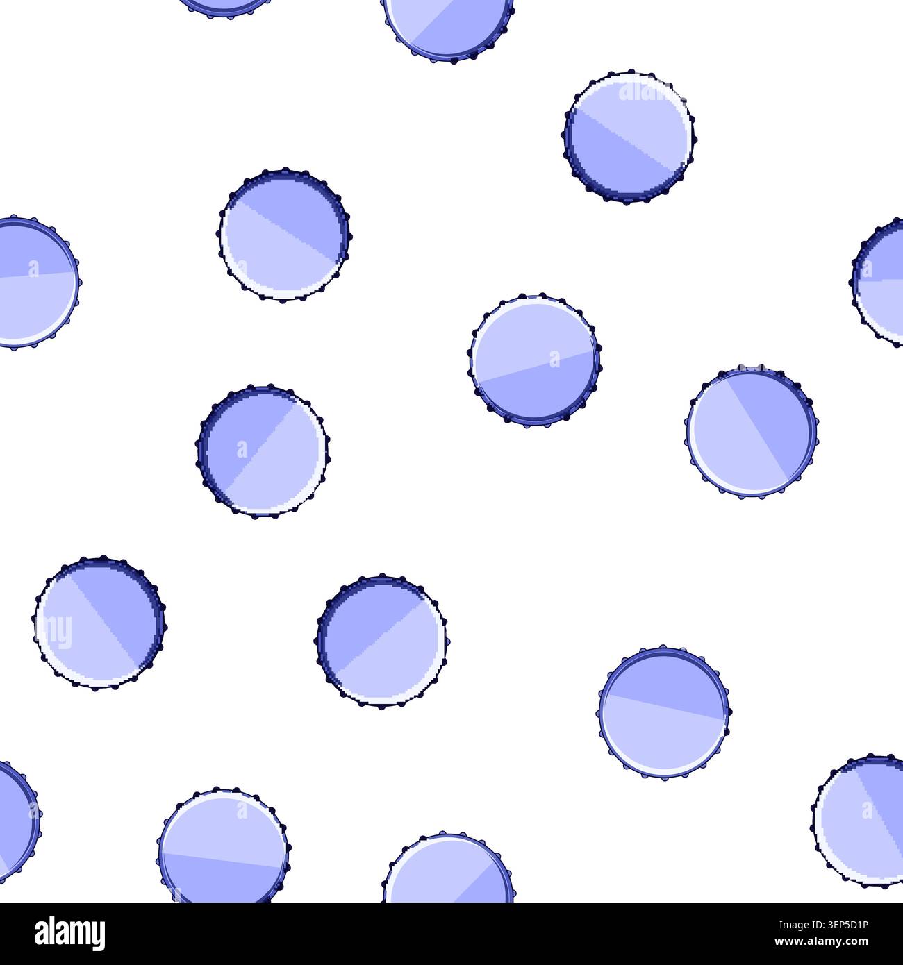pattern Blue bottle cap vector illustration depicting basic design for beverage packaging or closure symbol, isolated on a white background, offering Stock Vector