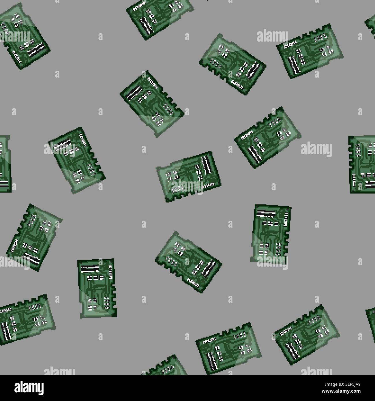 seamless pattern electronic microcontroller cartoon. computer isometric, processor microchip, arduino abstract electronic microcontroller sign vector Stock Vector