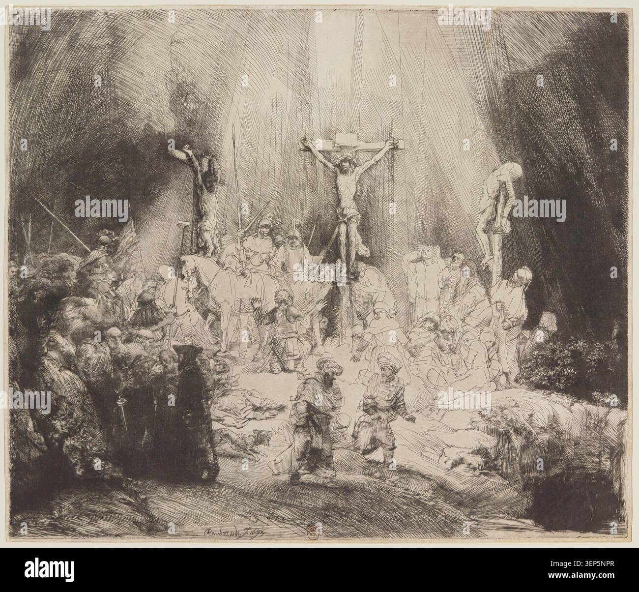 The three crosses by rembrandt hi-res stock photography and images