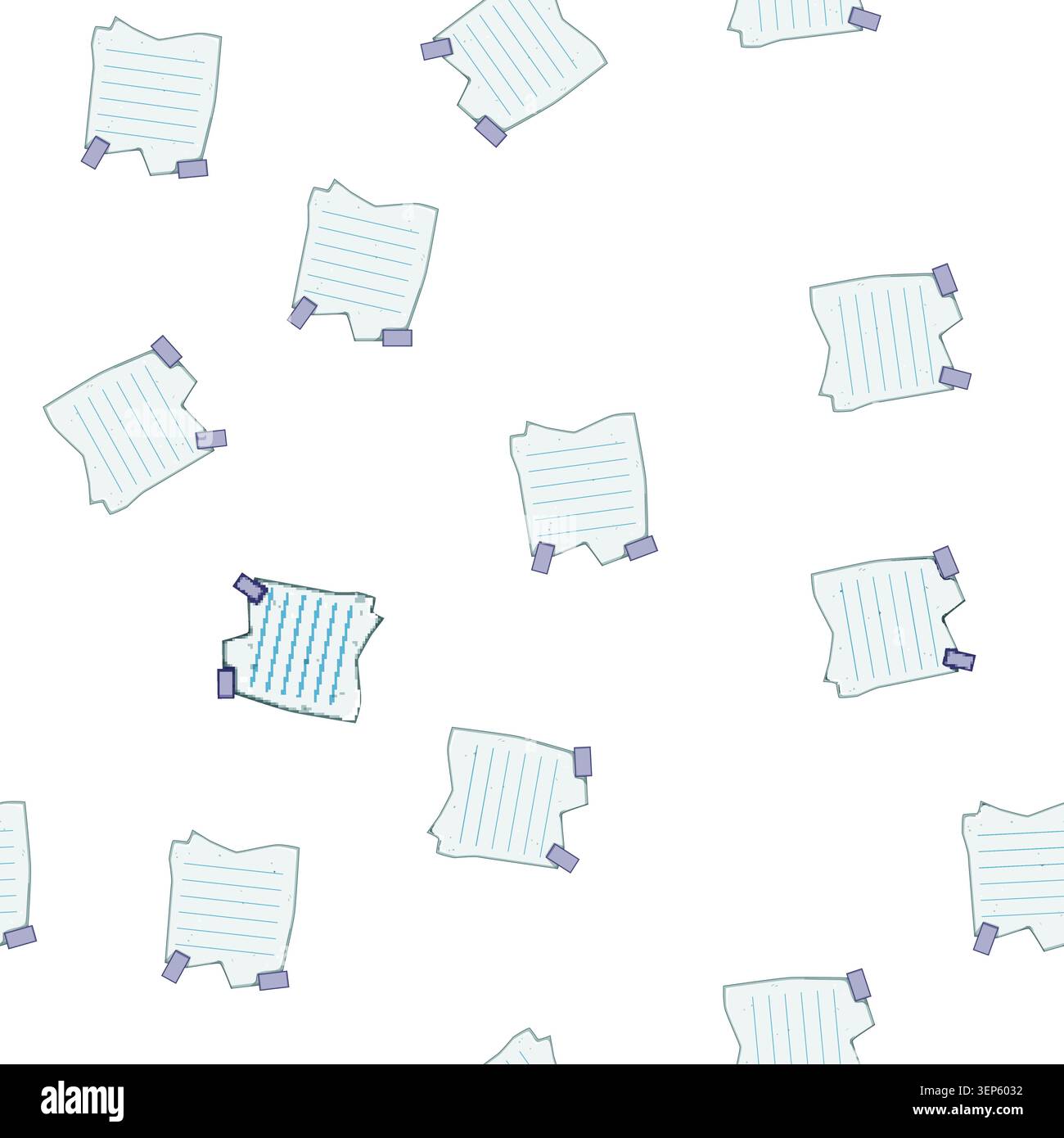 pattern do pinned torn paper notes cartoon. important reminder, memory idea, thought scrap do pinned torn paper notes sign vector Stock Vector