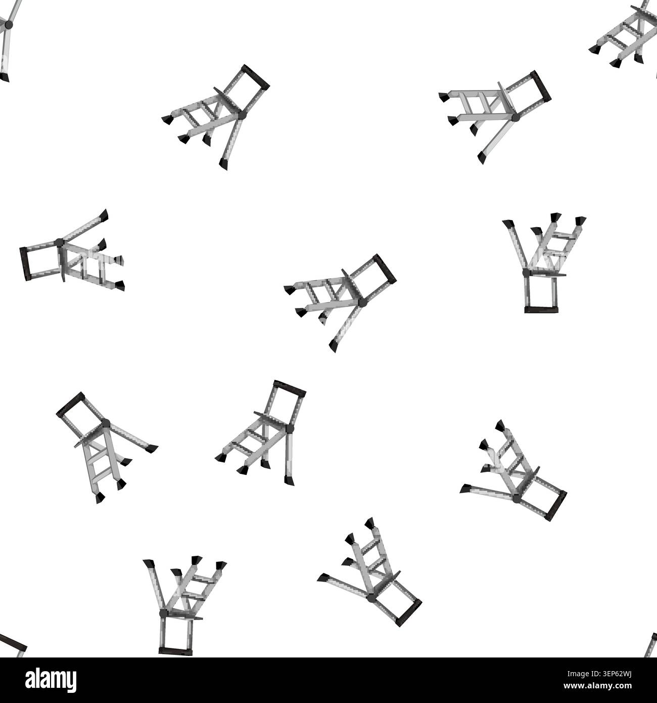 pattern construction step ladder safety cartoon. construction step ladder safety sign vector Stock Vector