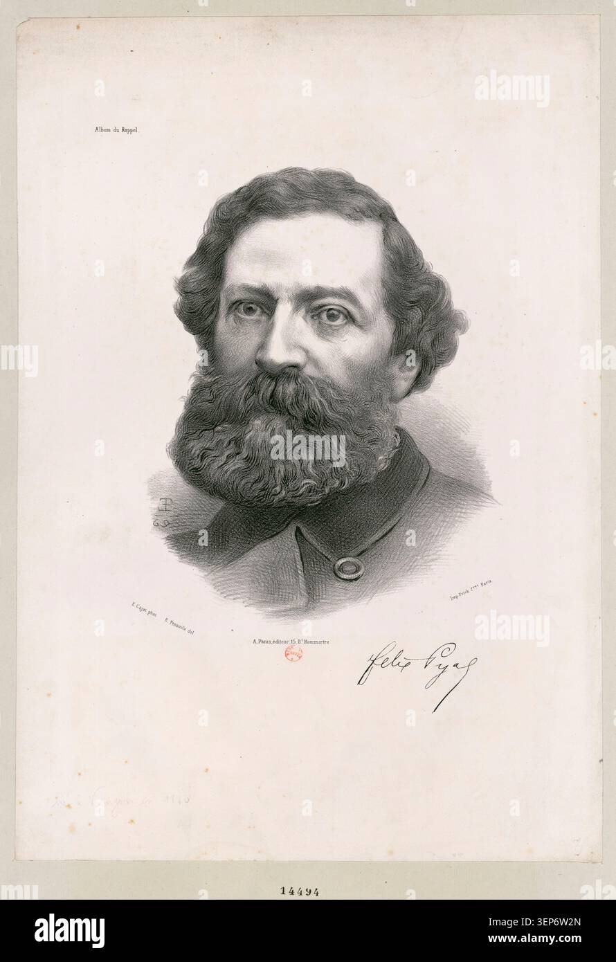 Félix Pyat appears in a lithographic portrait engraving created by ...
