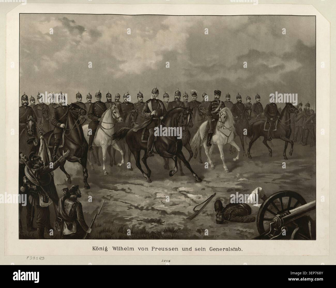 König Wilhelm von Prussia and his general staff advance during the ...
