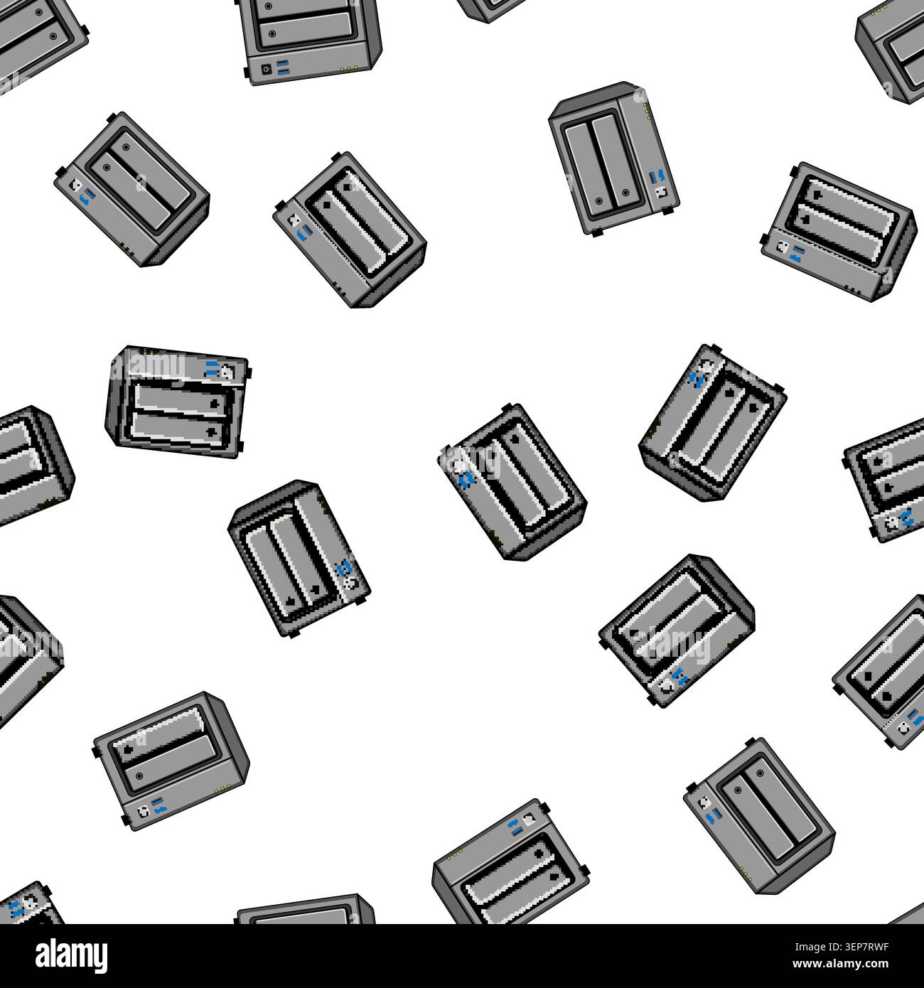 pattern Network attached storage device working as a data server for centralized file storage and backup, providing secure and accessible information Stock Vector