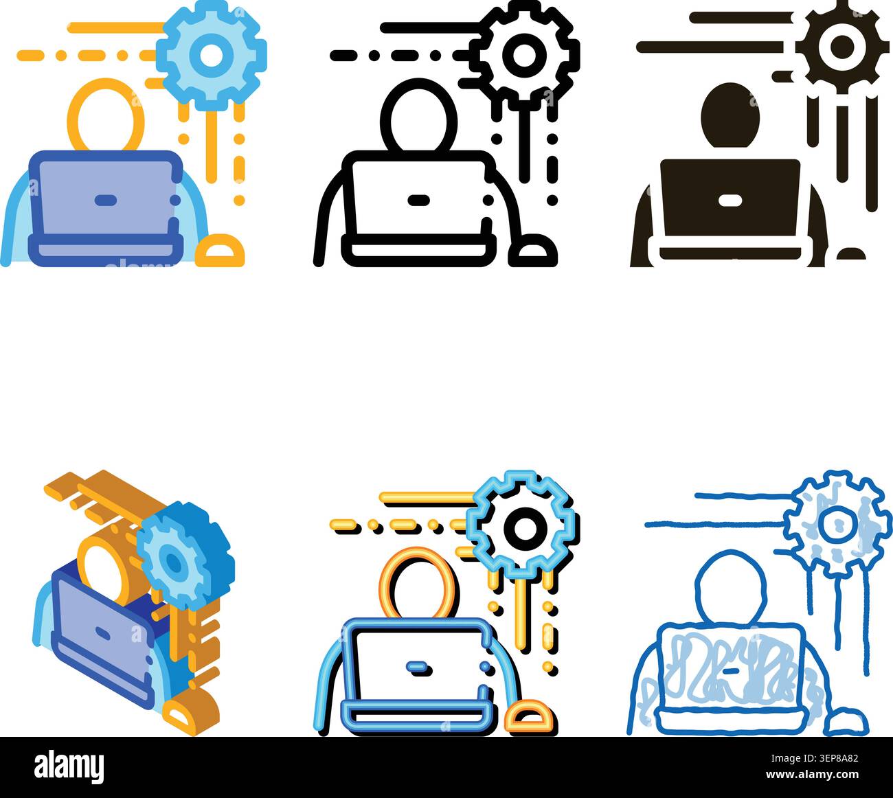 looks Programmer Work Icon Vector. Outline Programmer Work Sign. Isolated Contour Symbol Stock Vector