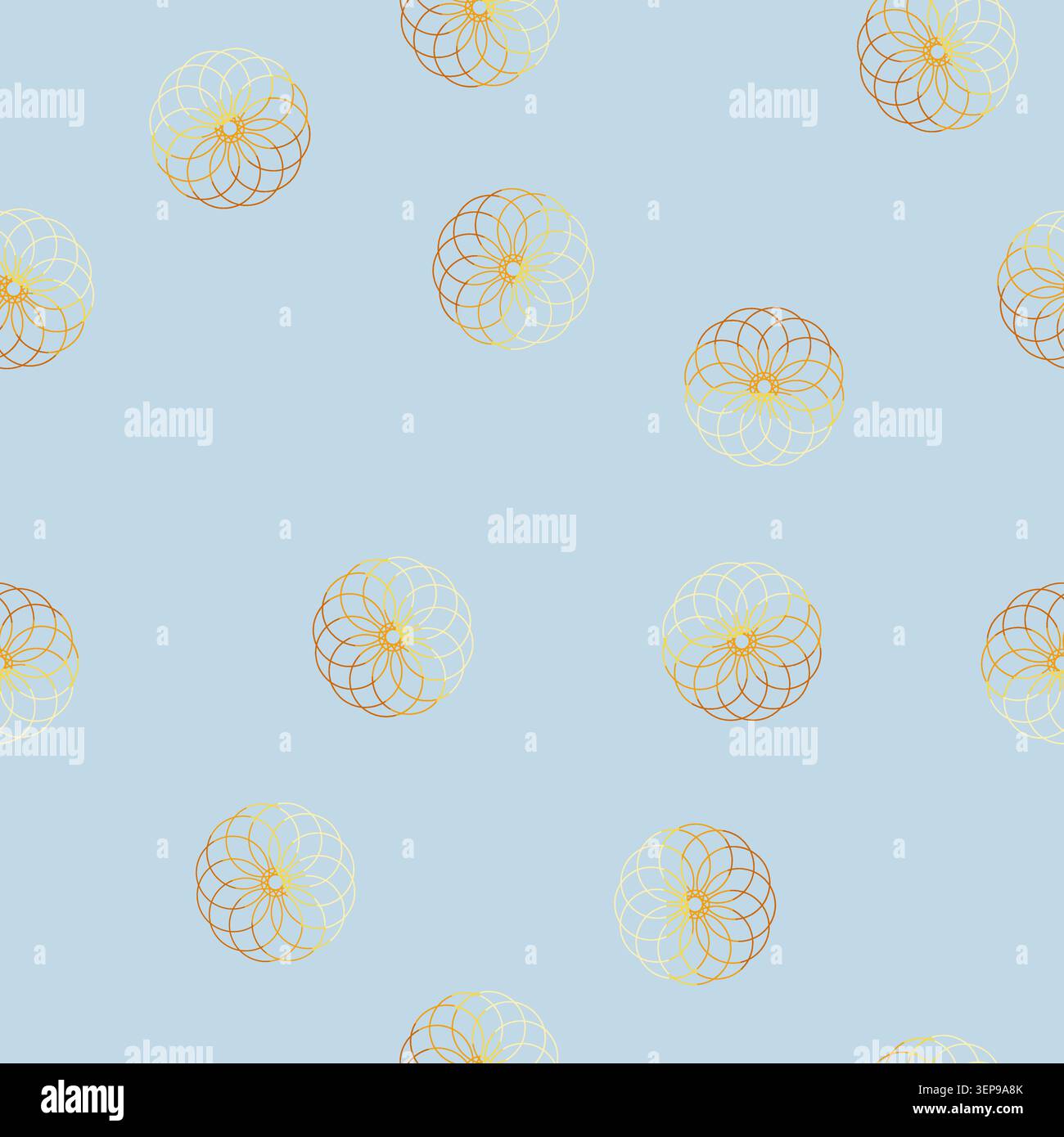 seamless pattern Circular sacred geometry design displaying overlapping golden patterns, symbolizing harmony, balance, spirituality, and universal con Stock Vector