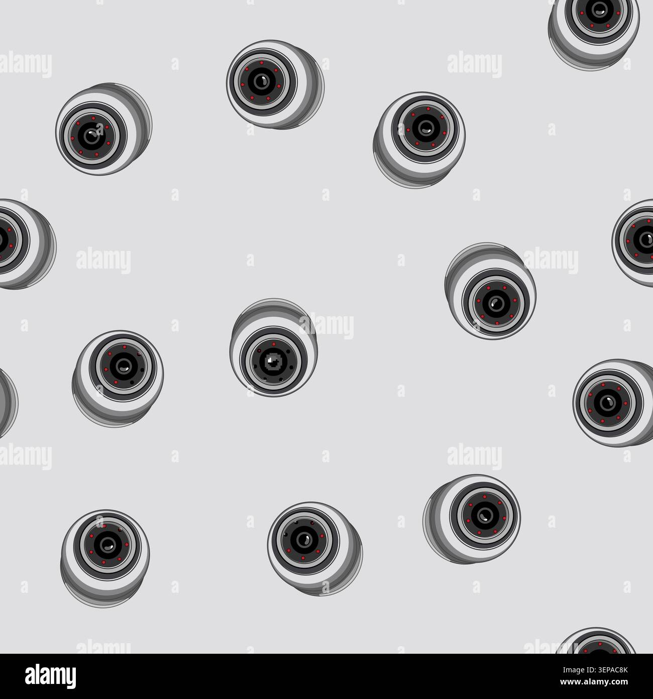 seamless pattern cctv ip camera cartoon. system private, control guard cctv ip camera sign vector Stock Vector