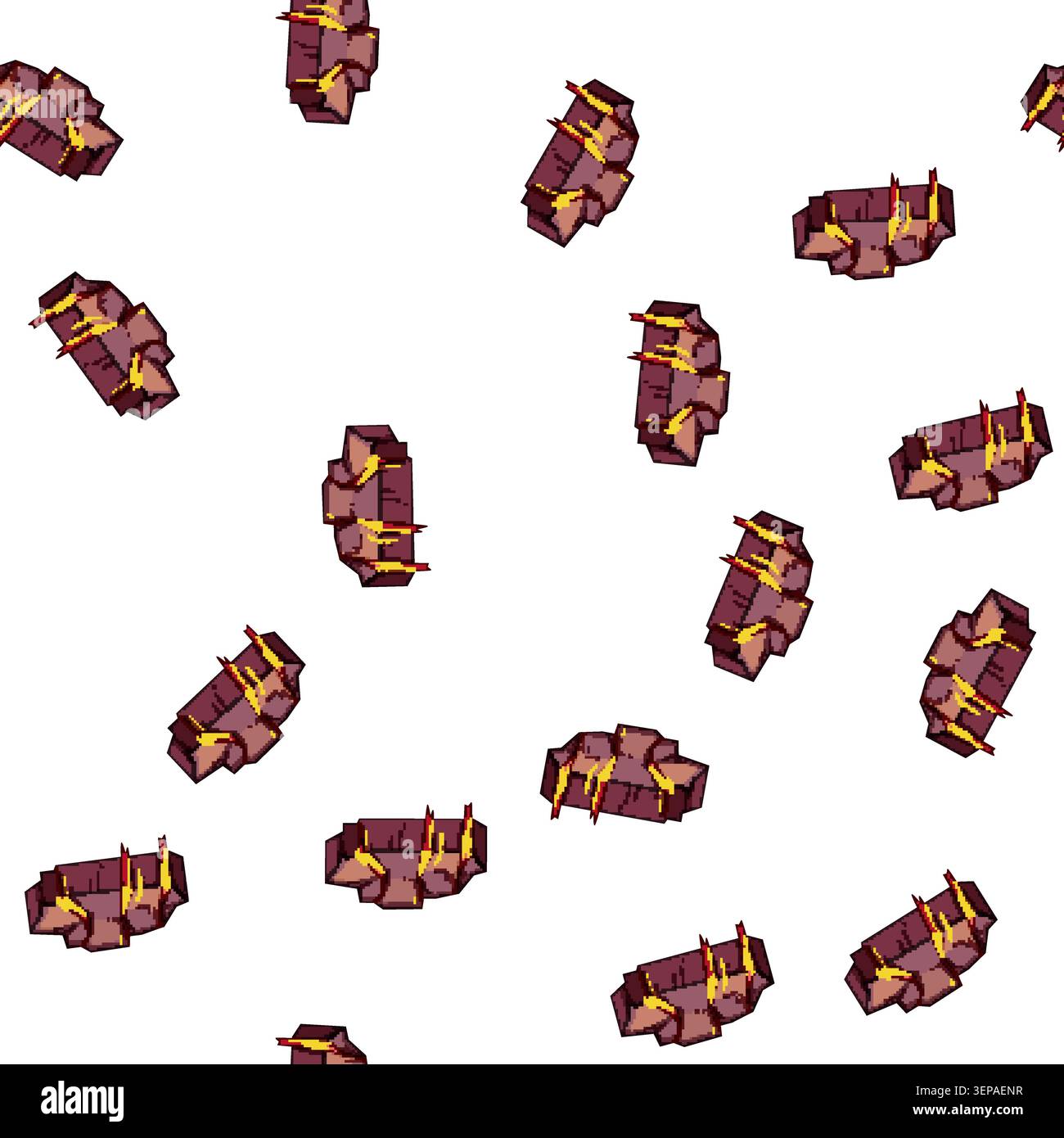 pattern Stylized rock formation showcasing glowing molten lava flowing through cracks and dripping over the edge, creating a hazardous and dynamic sce Stock Vector