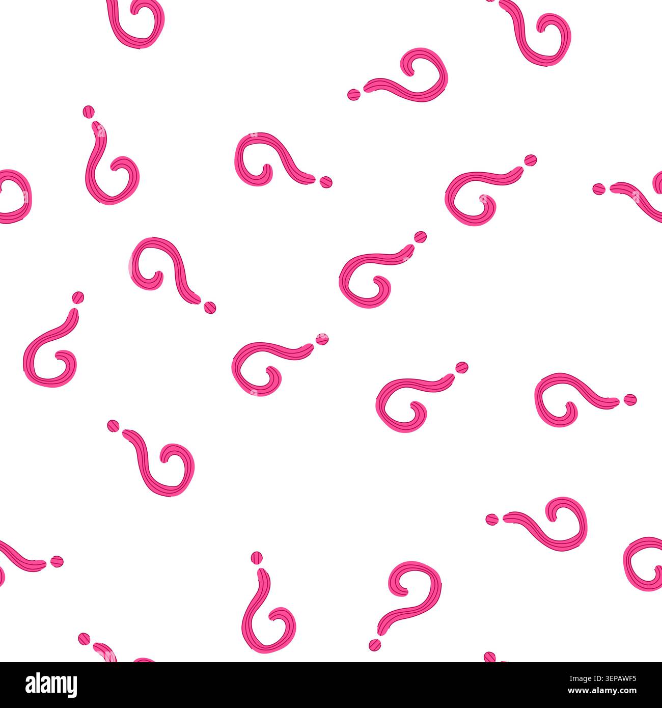 pattern pink question mark icon with striped texture on white background, representing asking, doubt, uncertainty, problem solving, faq, help, informa Stock Vector