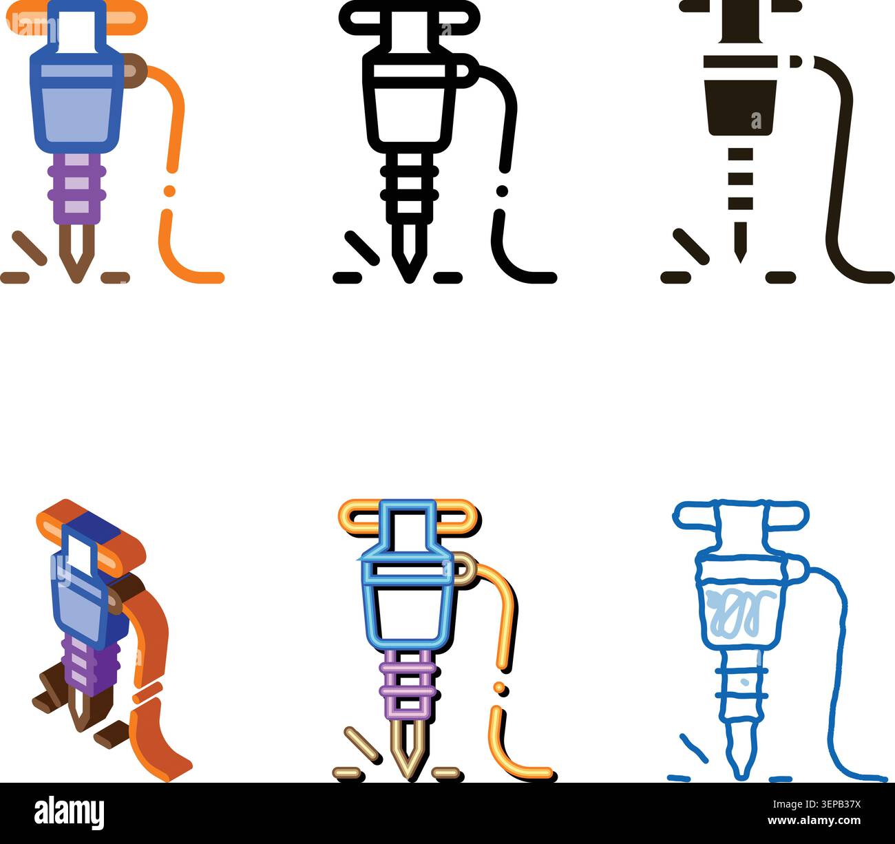 drill icon vector. drill sign. set color symbol Stock Vector