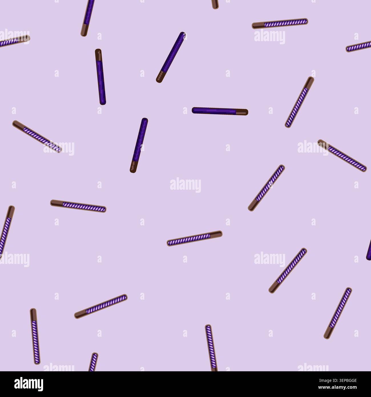 seamless pattern Game progress bar icon displaying a purple striped loading status within a brown rectangular frame, indicating advancement in digital Stock Vector