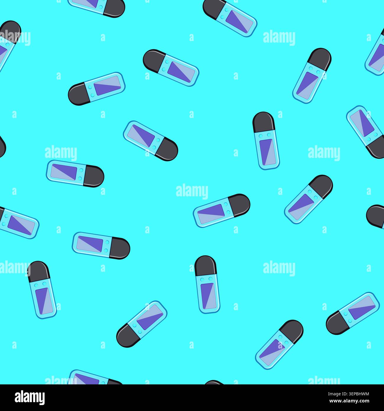 seamless pattern technology mp3 player cartoon. technology mp3 player sign vector Stock Vector
