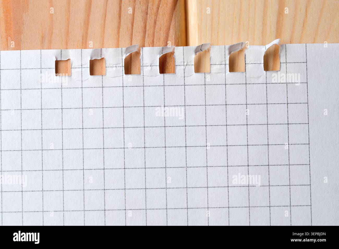 Blank grid paper awaits creative thoughts and notes in a warm atmosphere Stock Photo